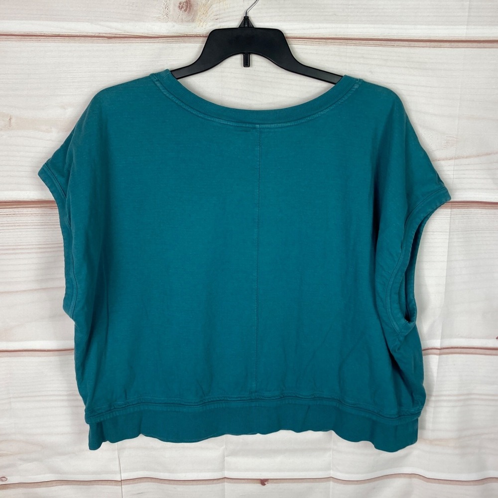 Athleta Top Womens 1X Green Sundown Shirred T-Shirt Short Sleeve Solid Knit - Picture 5 of 6